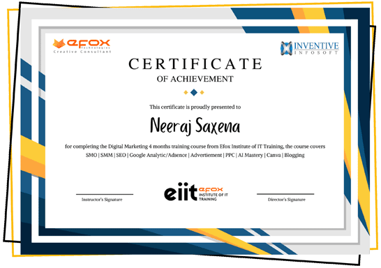 Digital Marketing Course Completion Certificate